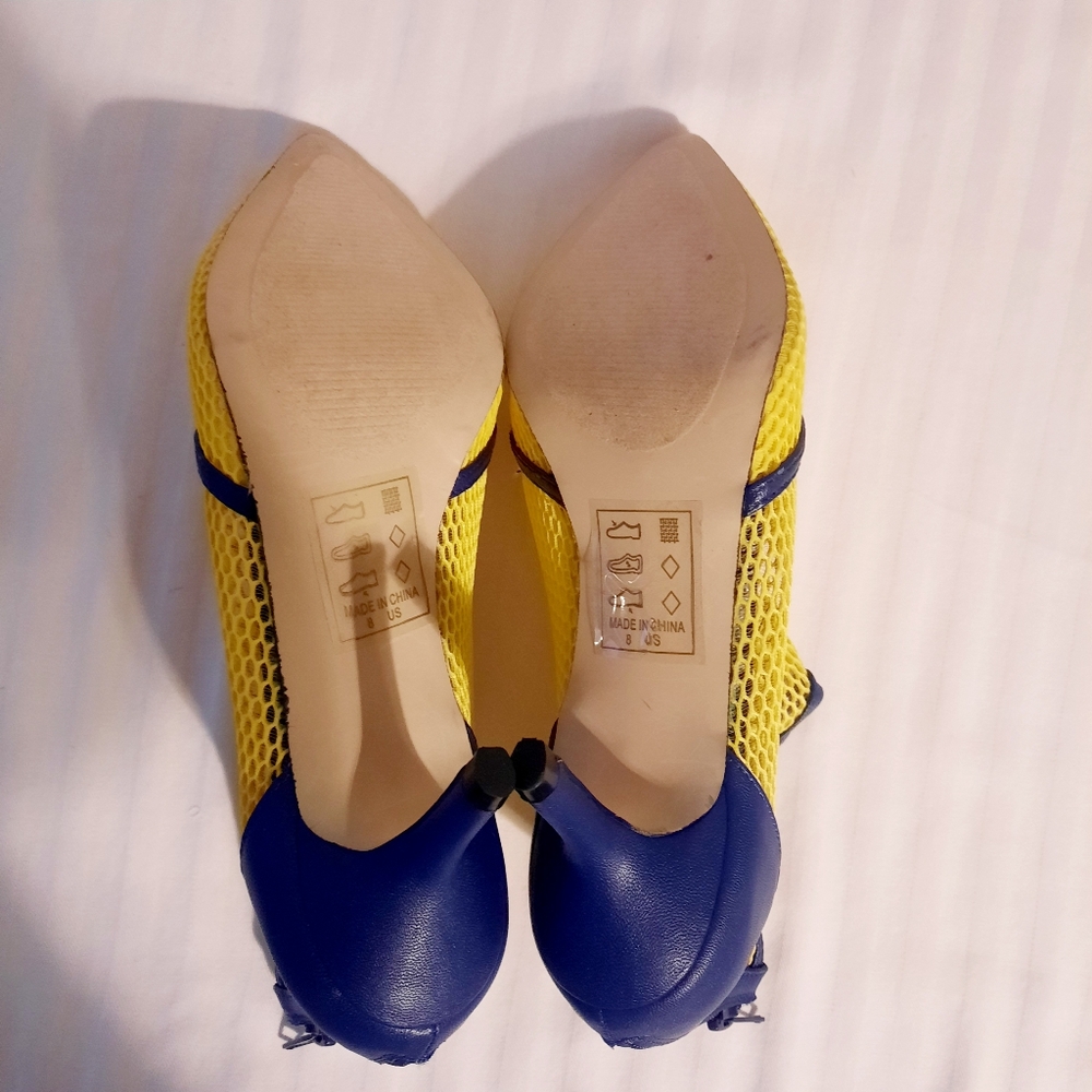 Mesh Booties Navy And Yellow Size 8 - Picture 7 of 10